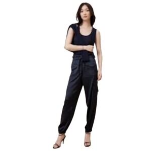 NWT Banana Republic SATIN CARGO JOGGERS, Black, Size Small